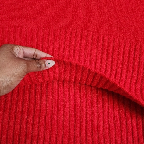 Rachel Zoe Red Knit Turtleneck Sweater Oversized Long Sleeve, sz MD - Picture 7 of 12